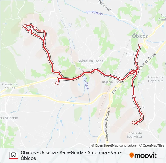 ÓBIDOS - USSEIRA - VAU Bus Line Map