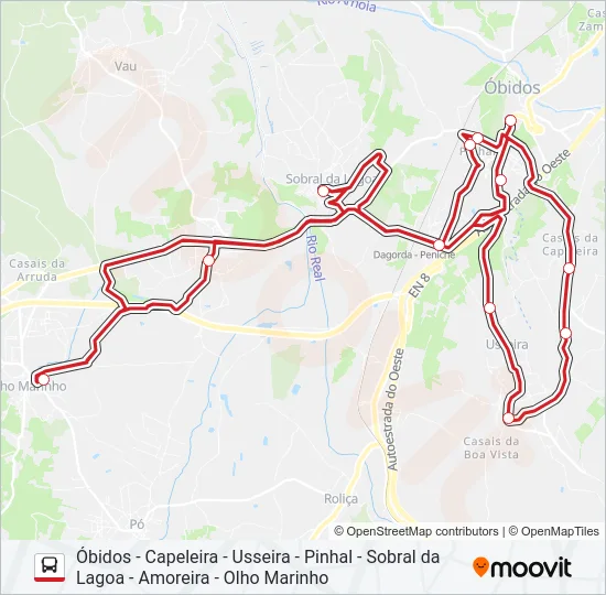 ÓBIDOS - USSEIRA - OLHO MARINHO Bus Line Map