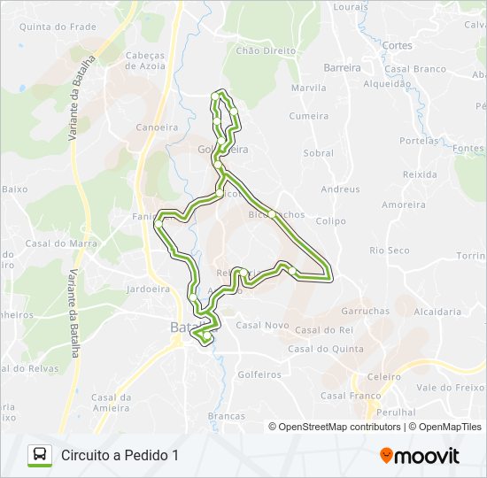Mapa da linha do autocarro CIRCUITO 1.