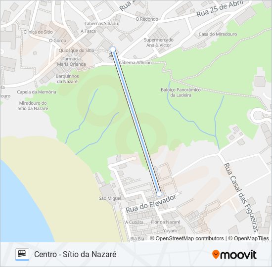 Mapa da linha do funicular ASCENSOR.
