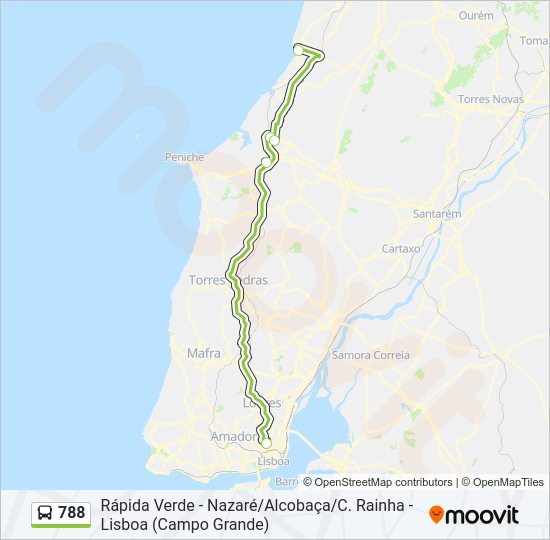Mapa da linha do autocarro 788.