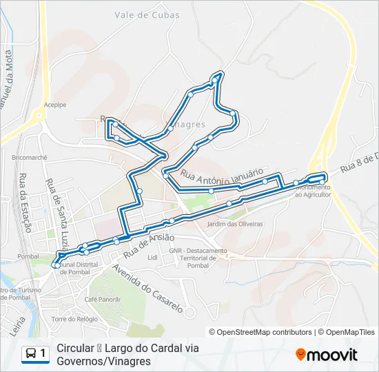 1 Bus Line Map