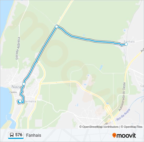 Mapa da linha do autocarro 576.