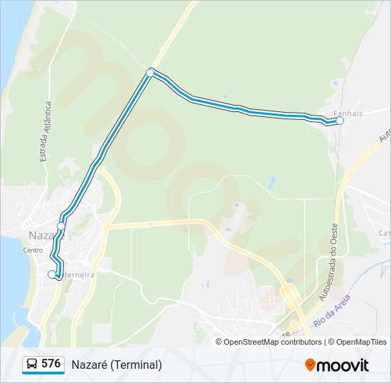 Mapa da linha do autocarro 576.