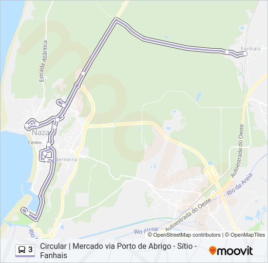 Mapa da linha do autocarro 3.