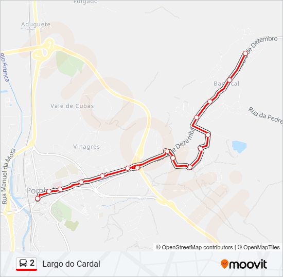 Mapa da linha do autocarro 2.