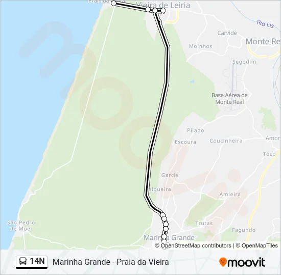 14N Bus Line Map