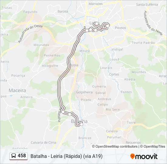 458 Bus Line Map