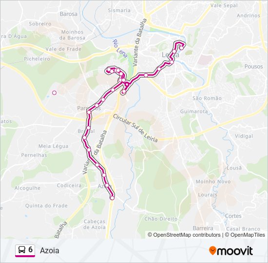 Mapa da linha do autocarro 6.