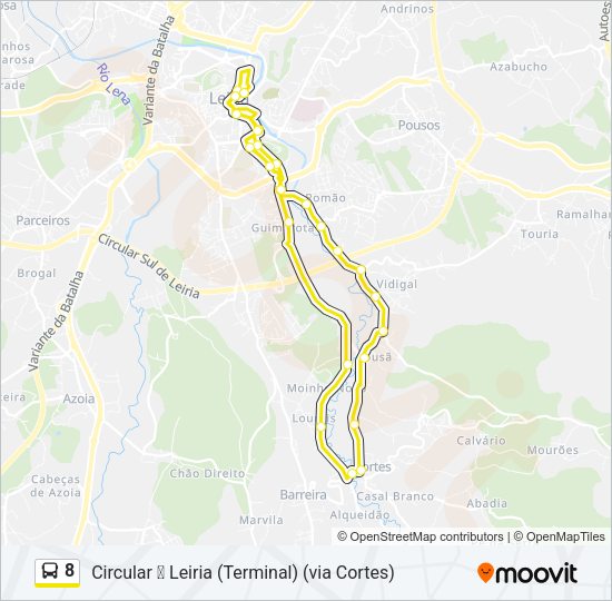 Mapa da linha do autocarro 8.