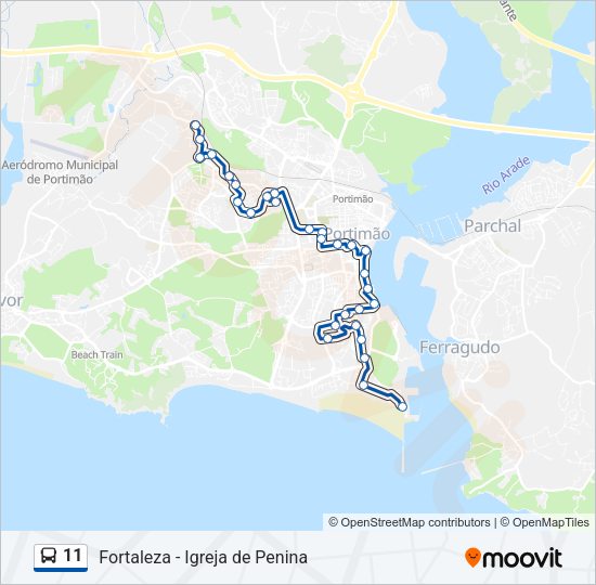Mapa da linha do autocarro 11.