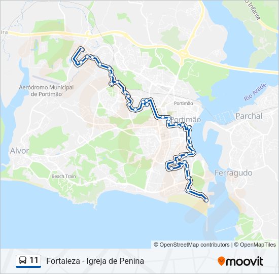 Mapa da linha do autocarro 11.