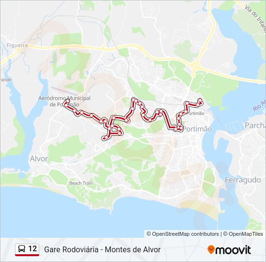 Mapa da linha do autocarro 12.