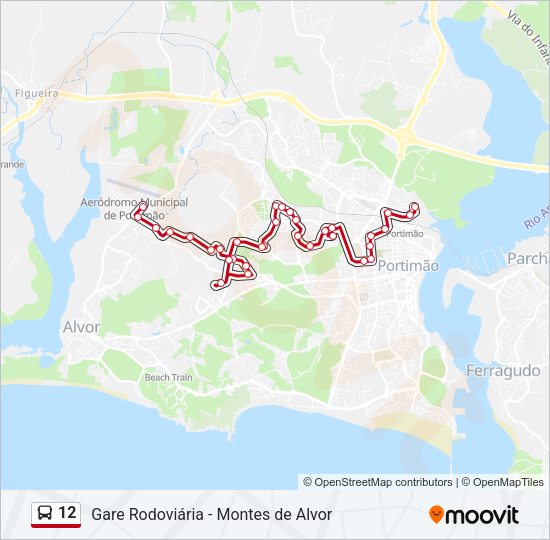 Mapa da linha do autocarro 12.