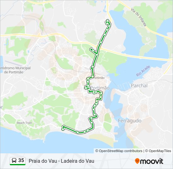 Mapa da linha do autocarro 35.