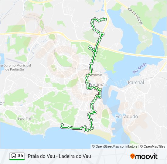 Mapa da linha do autocarro 35.