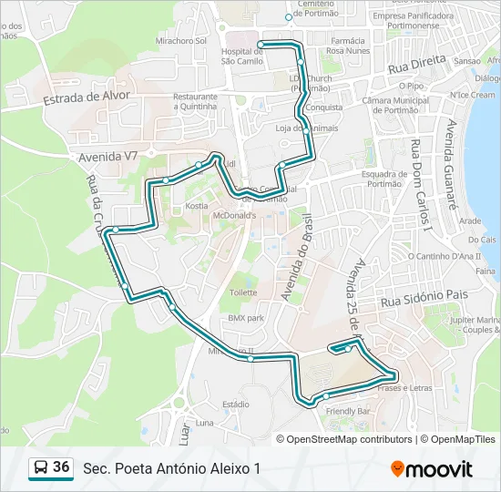 36 Bus Line Map