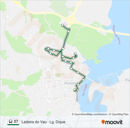 Mapa da linha do autocarro 37.