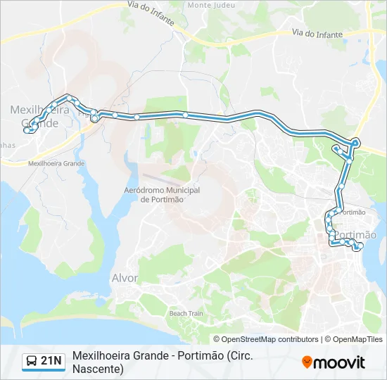 21N Bus Line Map