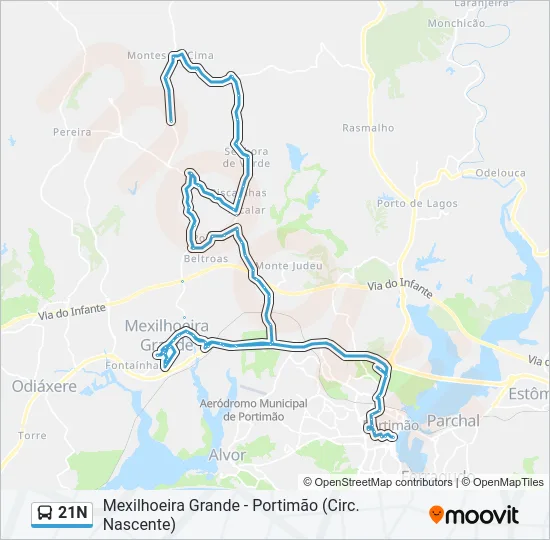 21N Bus Line Map