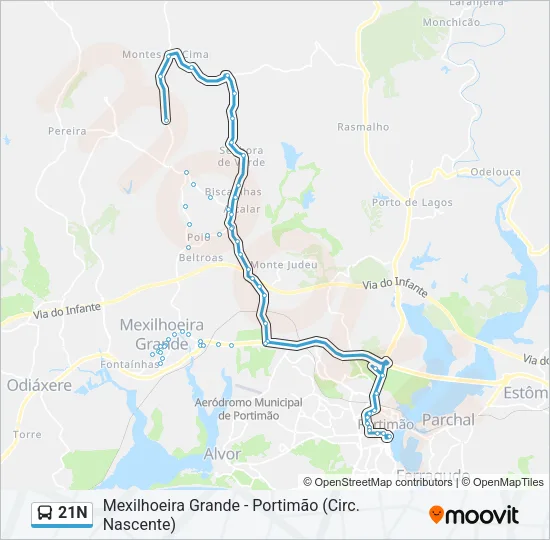 21N Bus Line Map