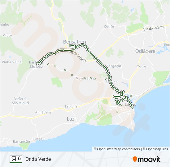 Mapa da linha do autocarro 6.