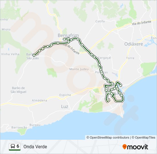 Mapa da linha do autocarro 6.