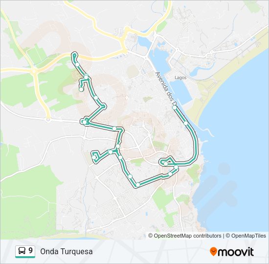 Mapa da linha do autocarro 9.
