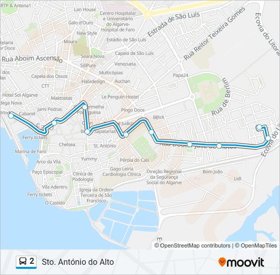 Mapa da linha do autocarro 2.
