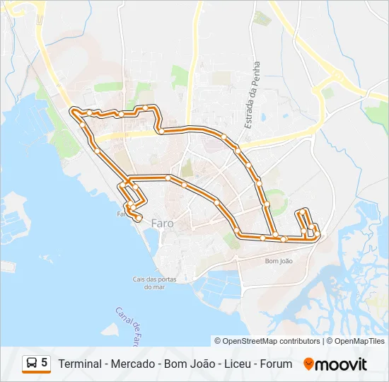 5 Bus Line Map