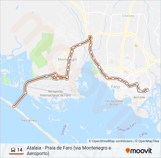 Mapa da linha do autocarro 14.
