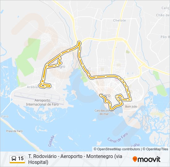 Mapa da linha do autocarro 15.