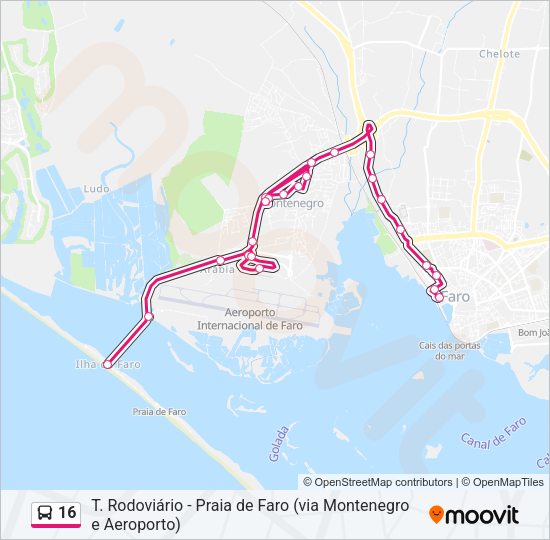 Mapa da linha do autocarro 16.