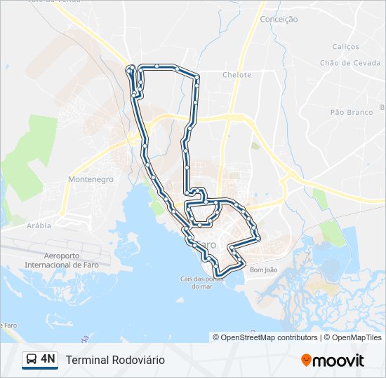 Mapa da linha do autocarro 4N.