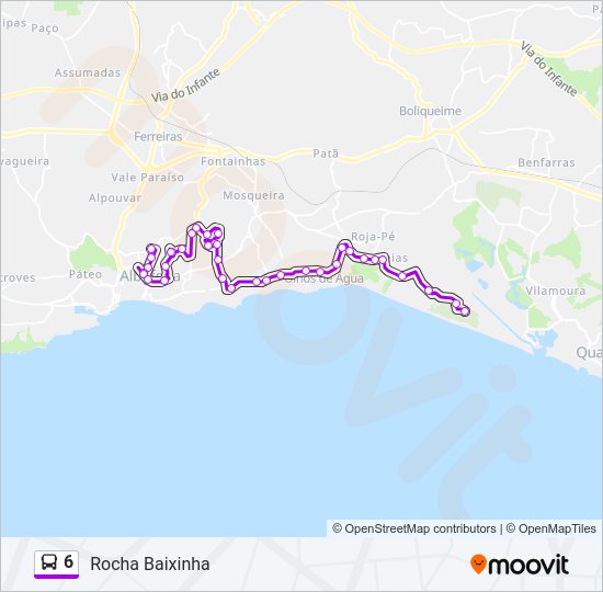 Mapa da linha do autocarro 6.