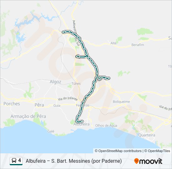 Mapa da linha do autocarro 4.