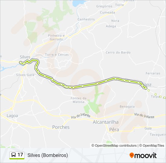 Mapa da linha do autocarro 17.