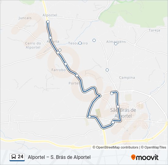 Mapa da linha do autocarro 24.