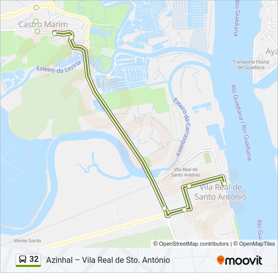 Mapa da linha do autocarro 32.