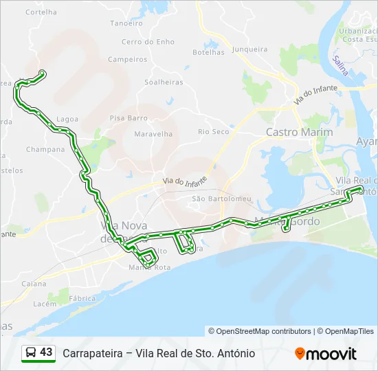 43 Bus Line Map