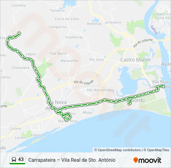 43 Bus Line Map