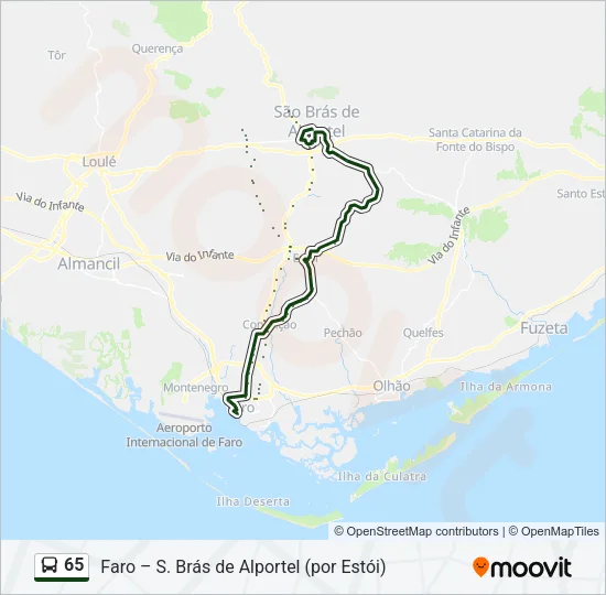 65 Bus Line Map