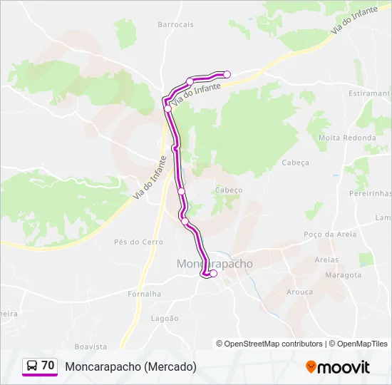 70 Bus Line Map