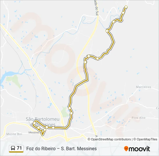 71 Bus Line Map