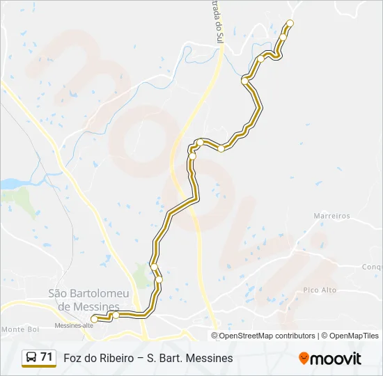 71 Bus Line Map