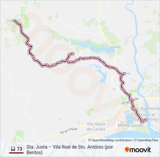 Mapa da linha do autocarro 73.