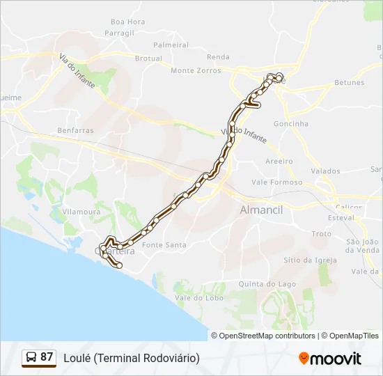 87 Bus Line Map