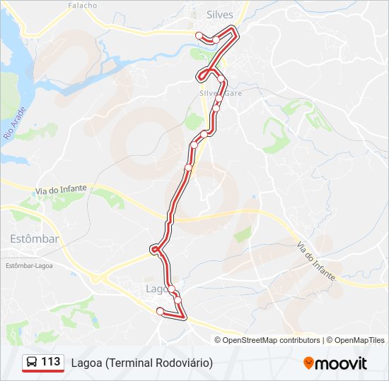 Mapa da linha do autocarro 113.