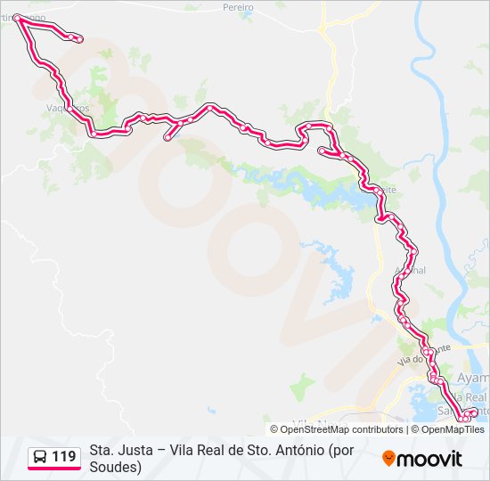 Mapa da linha do autocarro 119.