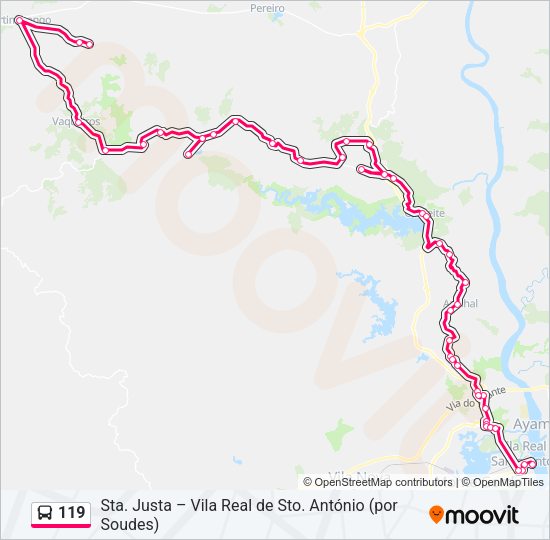 Mapa da linha do autocarro 119.